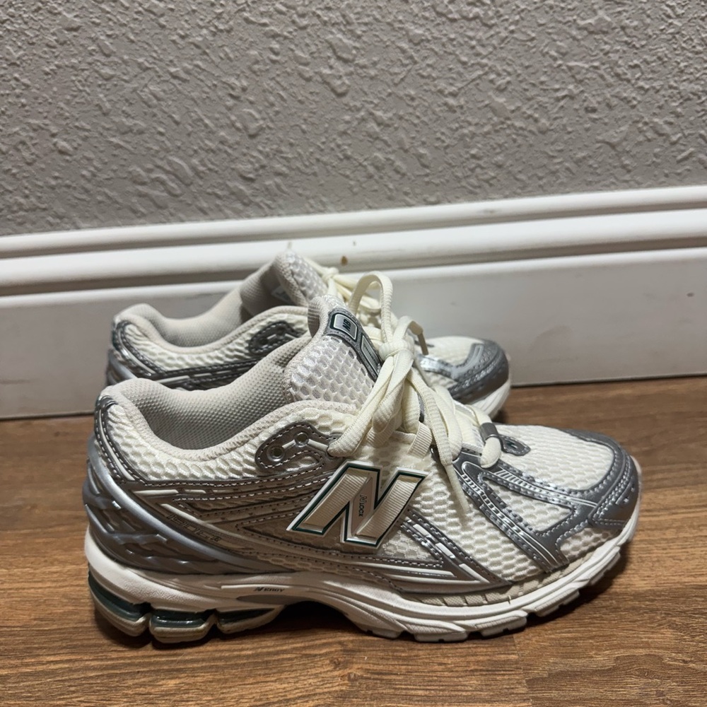 New Balance White and Silver Women's Sneakers